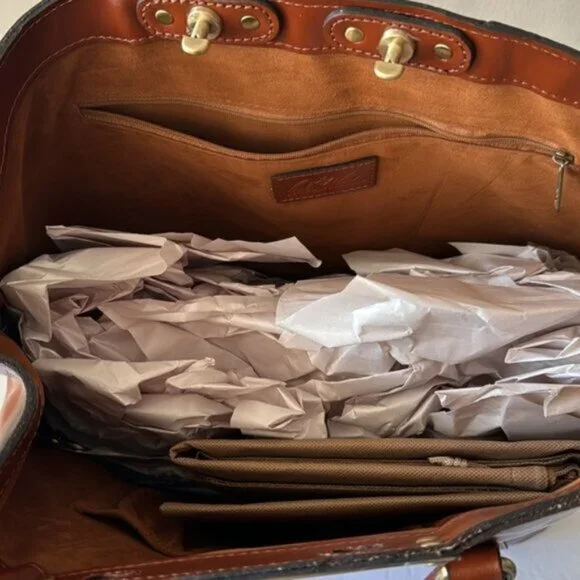 Patricia Nash Benvenuto LeatherStud Shoulder Handbag Tan Brown Shoulder Bags